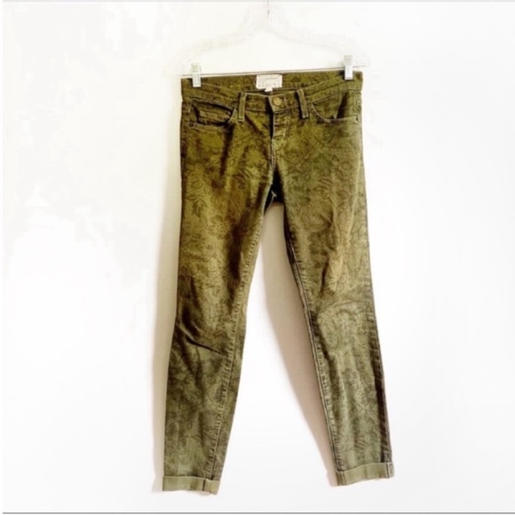 Current/Elliott The Rolled Skinny jeans green army lace denim - Picture 2 of 8